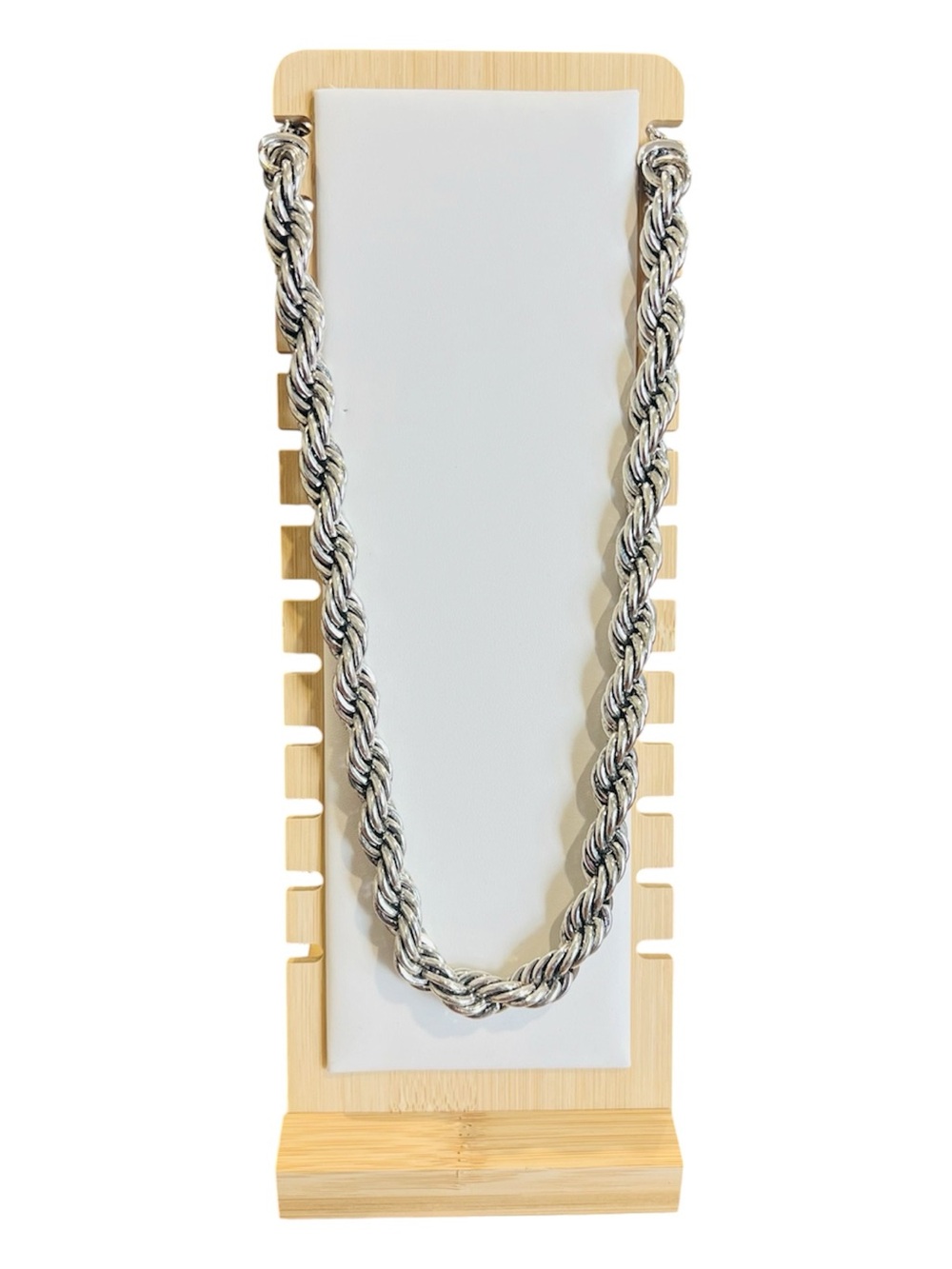 Chunky Silver Tone Rope Chain Necklace | Twisted Statement Necklace | Unisex